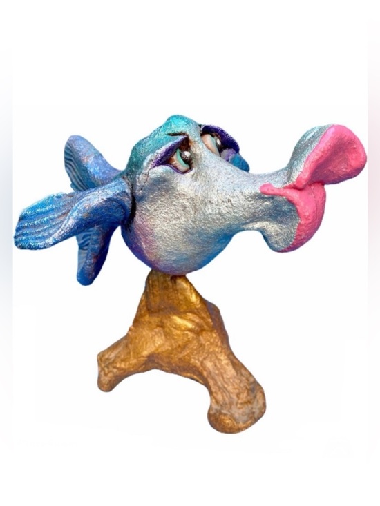 Artisan Other - Vintage Anthropomorphic Fish Figure Art Sculpture Whimsical Folk Art